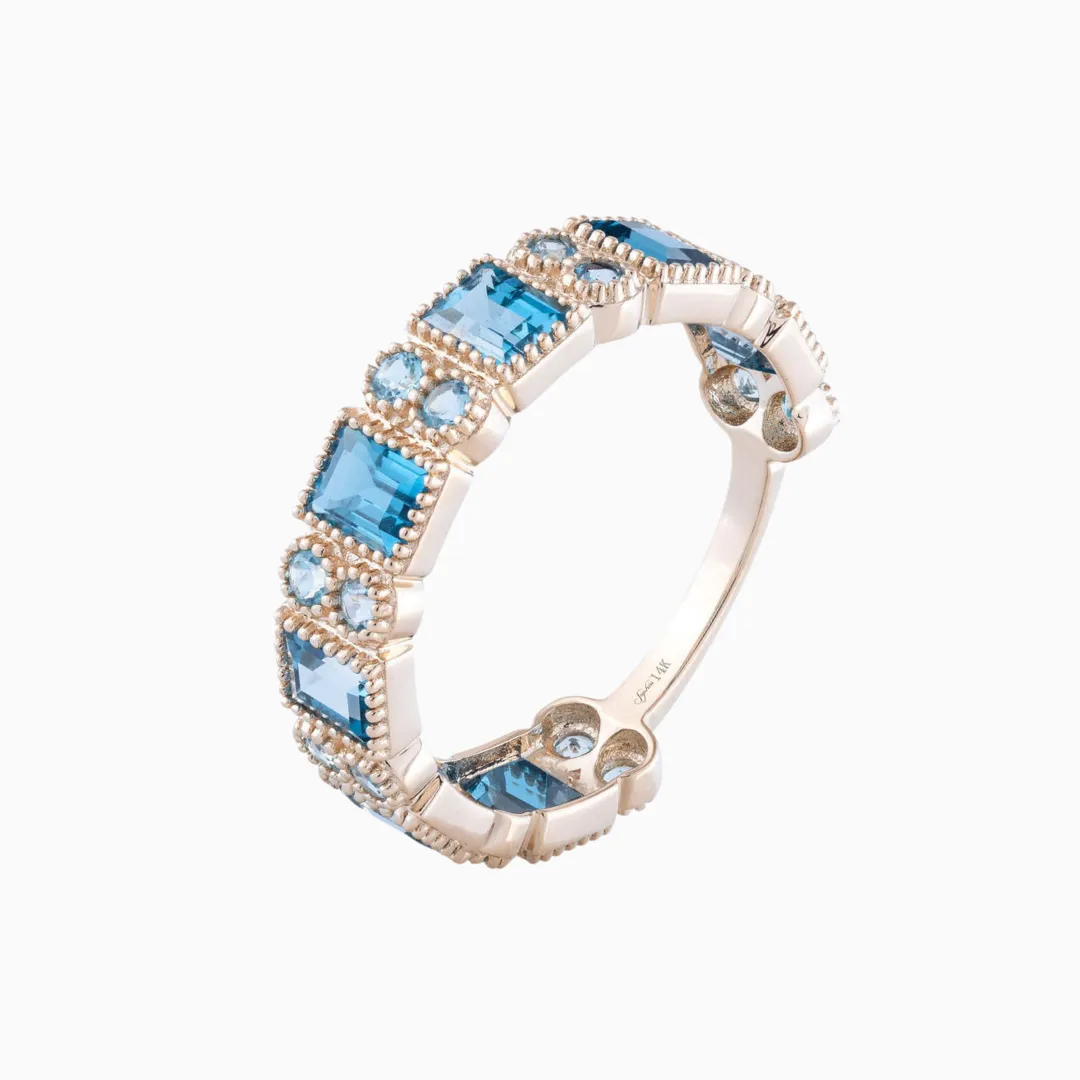 Blue Topaz Milgrain Ring