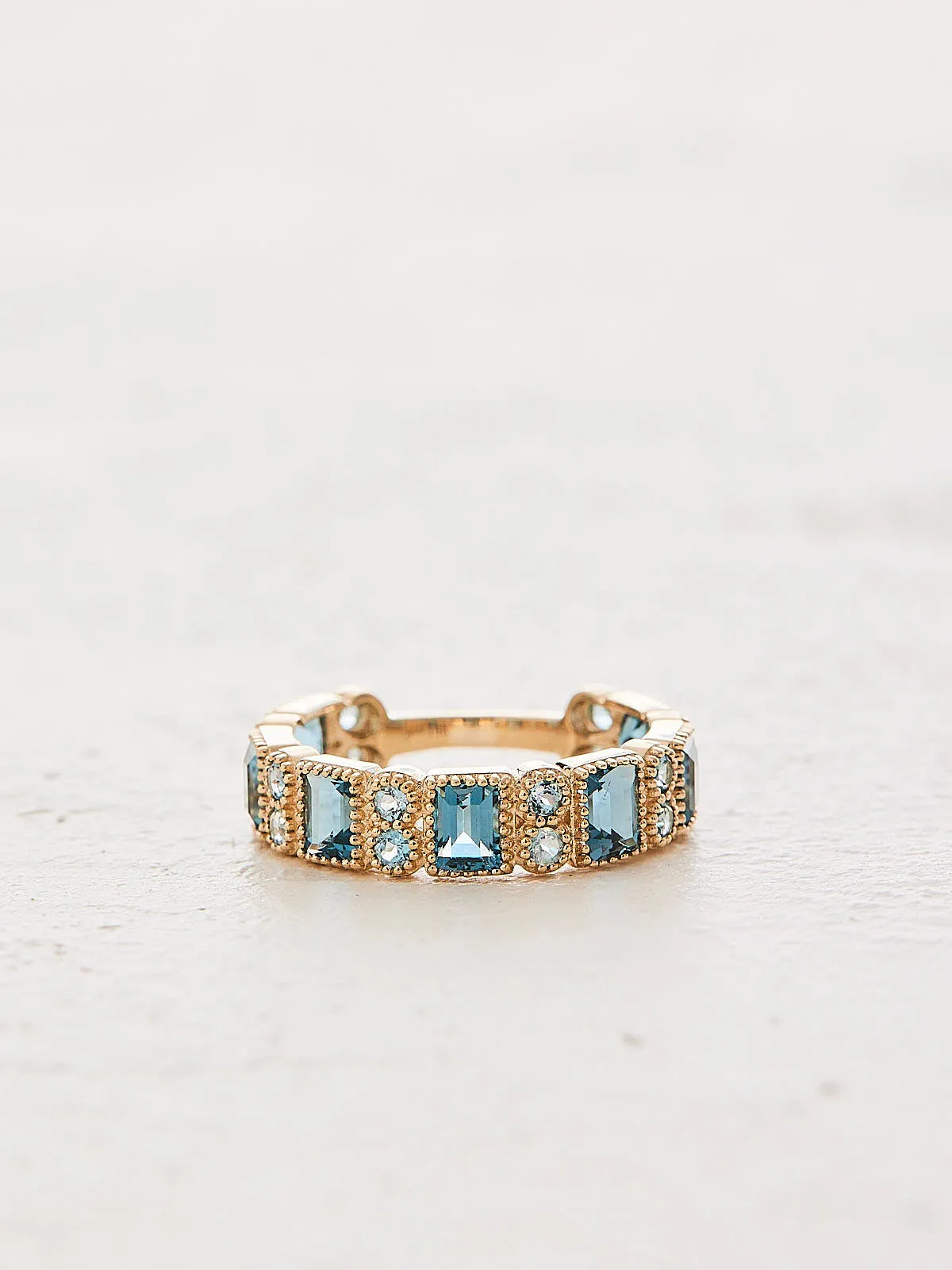 Blue Topaz Milgrain Ring