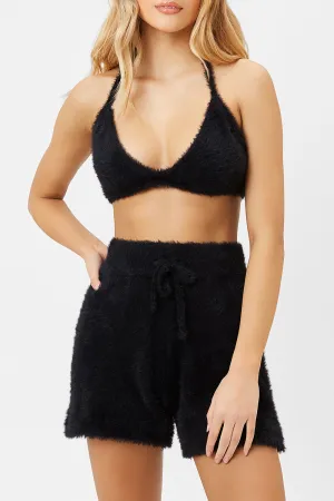 Boardwalk Fuzzy Bra Top - Black