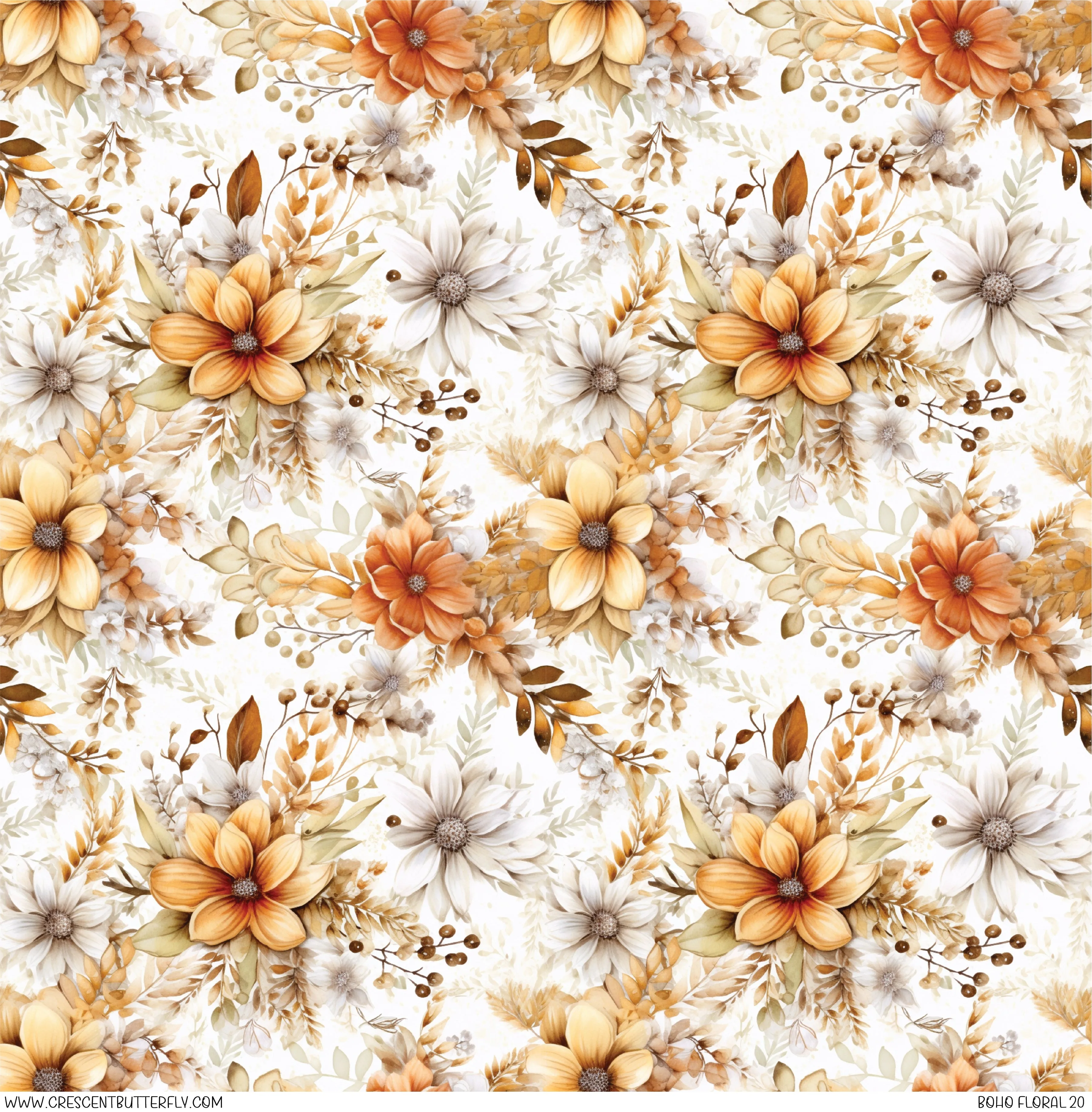 Boho Floral 20 Printed Vinyl Sheet/Wrap