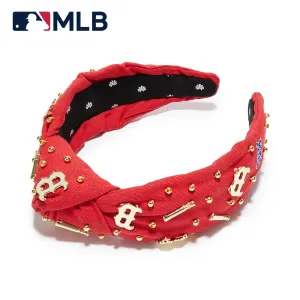 BOSTON RED SOX LELE SADOUGHI / MLB RED EMBELLISHED KNOTTED HEADBAND