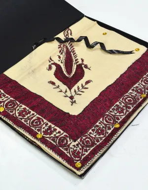 Cheenkaar Mussar White & Maroon CH00015