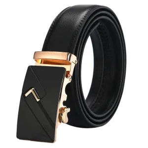 Classy Men Black & Gold Leather Suit Belt