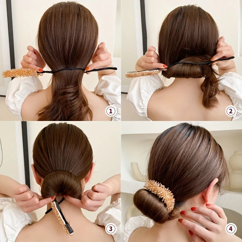 Crystal Rhinestone Bun Maker  Stylish Hair Buns Made Easy