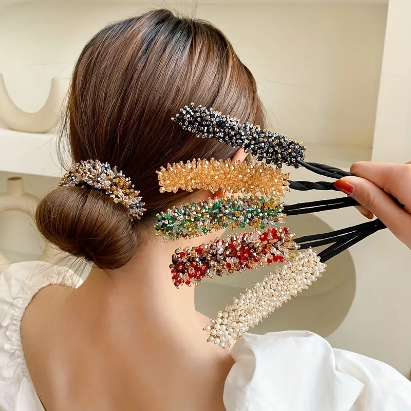 Crystal Rhinestone Bun Maker  Stylish Hair Buns Made Easy