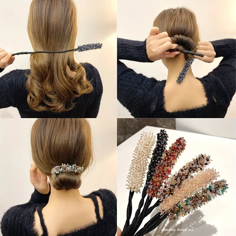 Crystal Rhinestone Bun Maker  Stylish Hair Buns Made Easy