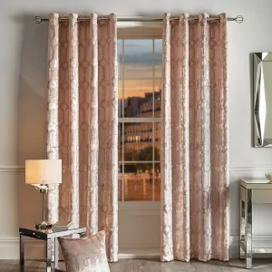 Darla Pair of Eyelet Curtains by Curtina in Blush