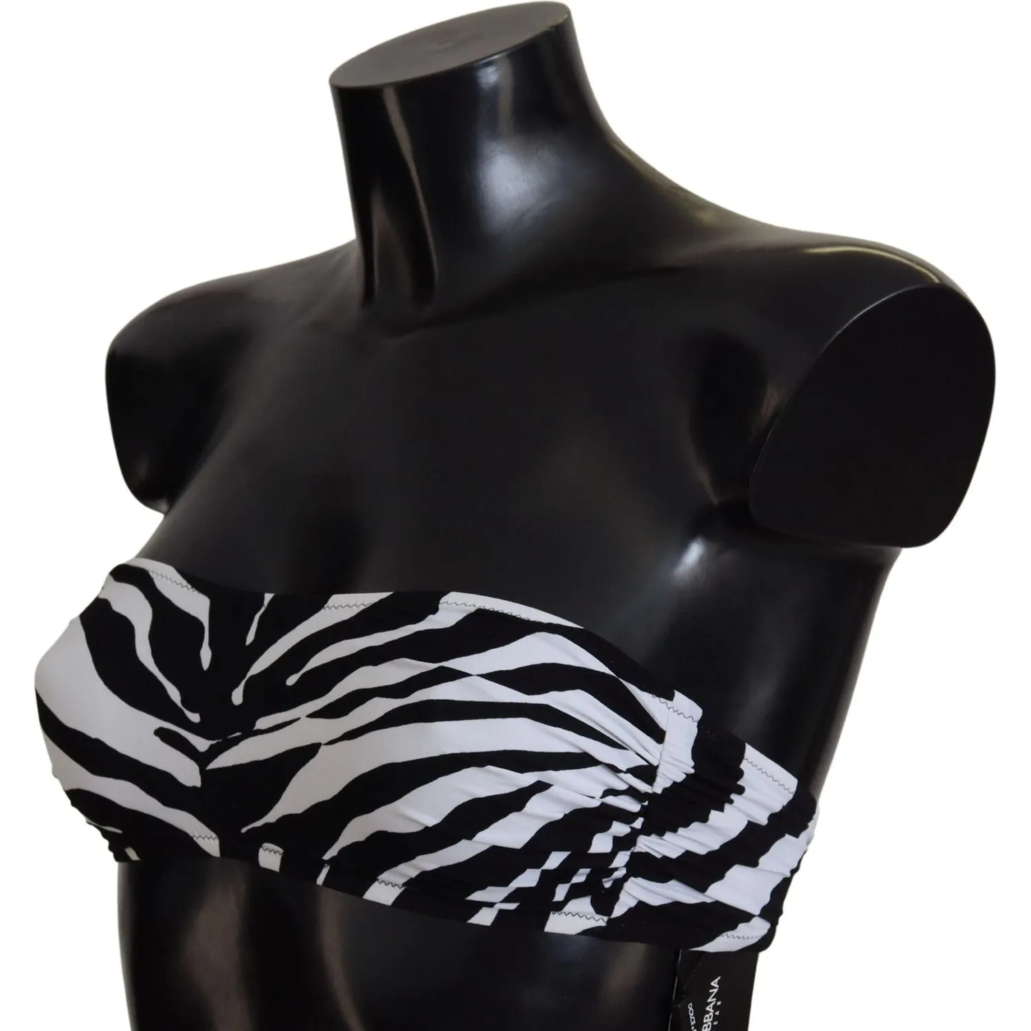 Dolce & Gabbana Black White Zebra Bandeau Swimwear Bikini Top