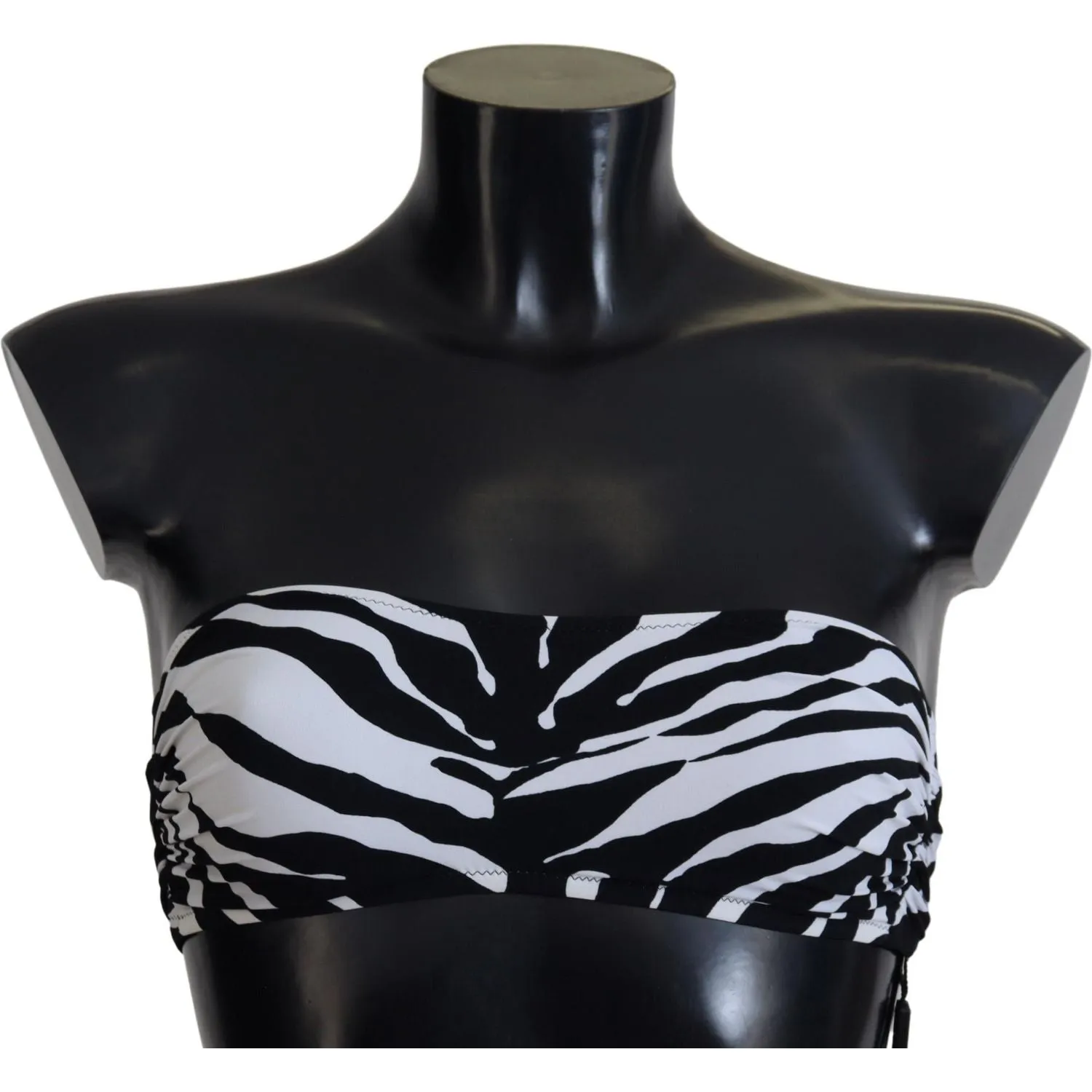 Dolce & Gabbana Black White Zebra Bandeau Swimwear Bikini Top