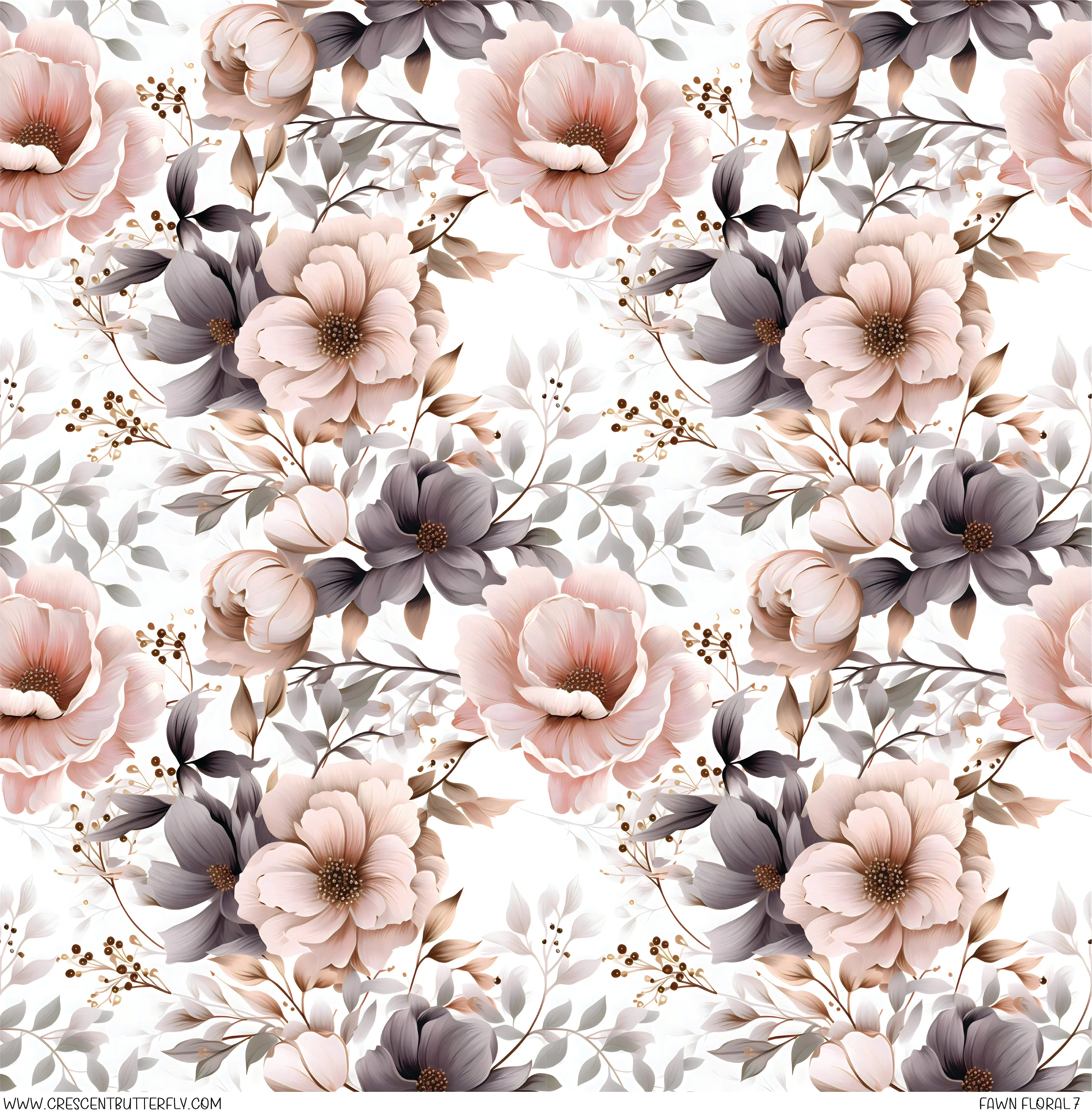 Fawn Floral 7 Printed Vinyl Sheet/Wrap