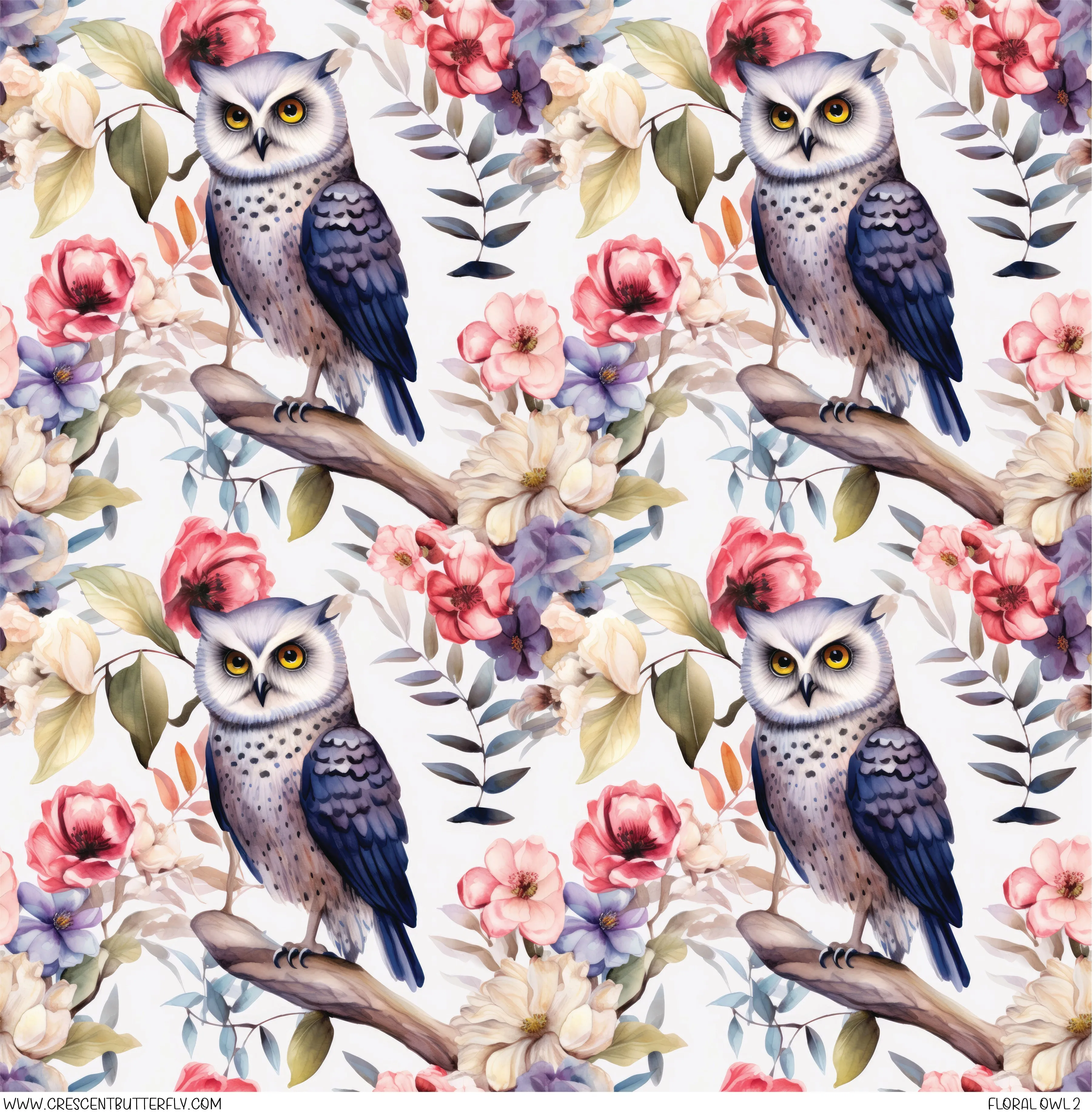 Floral Owl 2 Printed Vinyl Sheet/Wrap