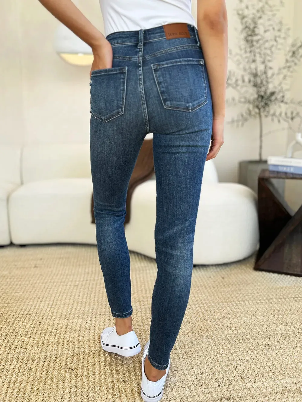 Full Size High Waist Distressed Slim Jeans