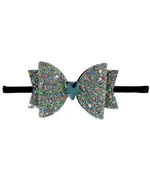 Glitter Bow Baby Headband with Star- Gray