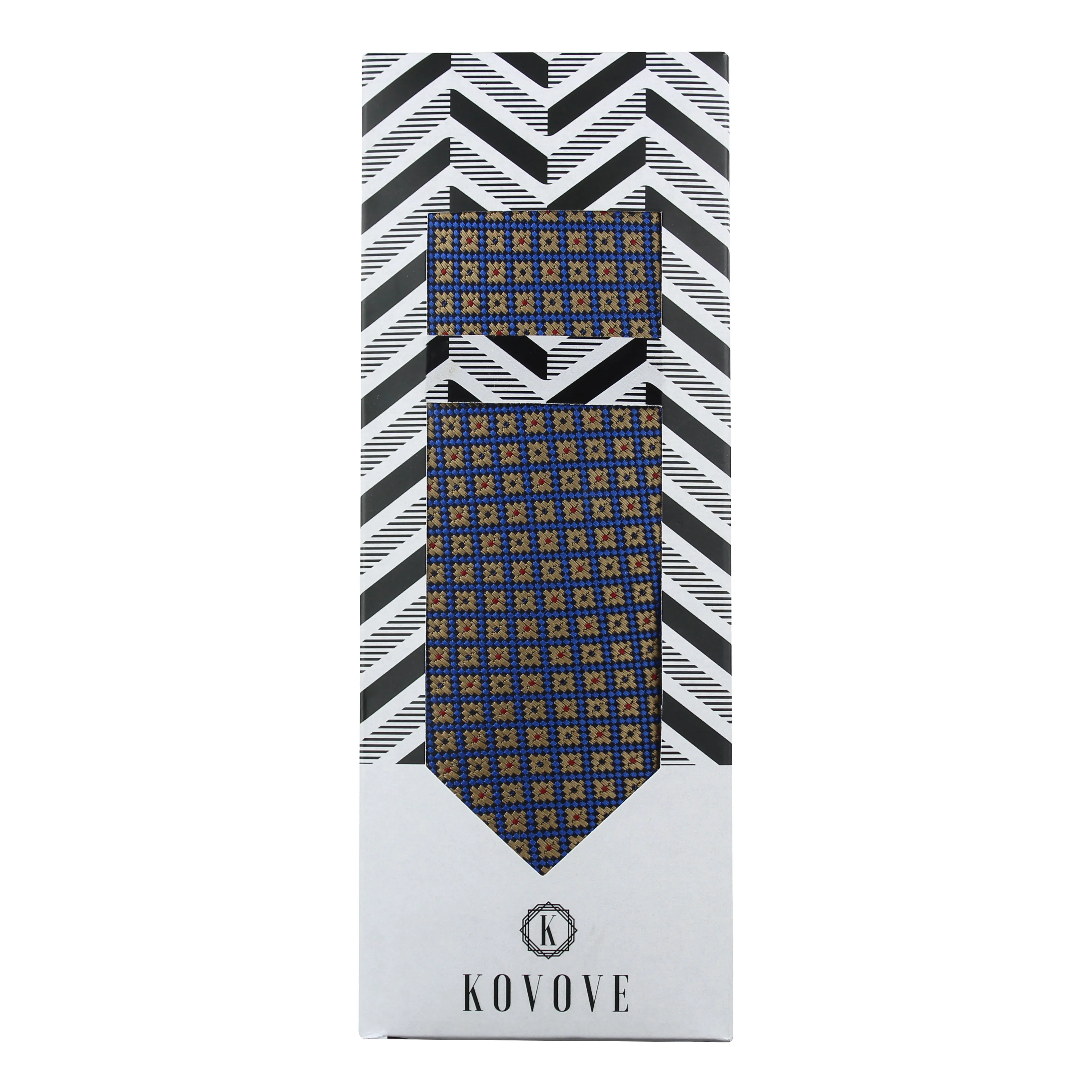 Kavove The Radiant Blue Checkered Neck Tie and Pocket Square Gift Box…