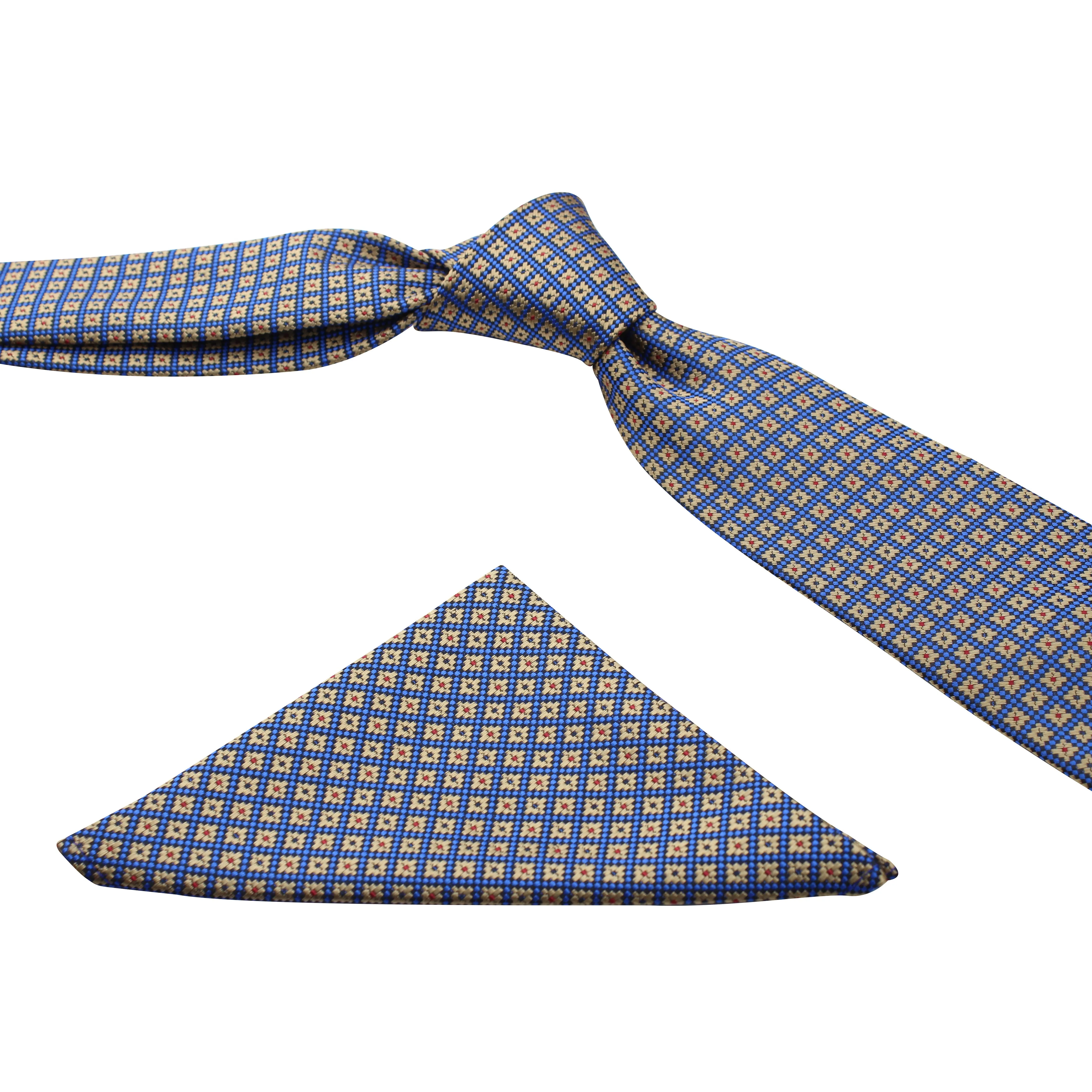 Kavove The Radiant Blue Checkered Neck Tie and Pocket Square Gift Box…