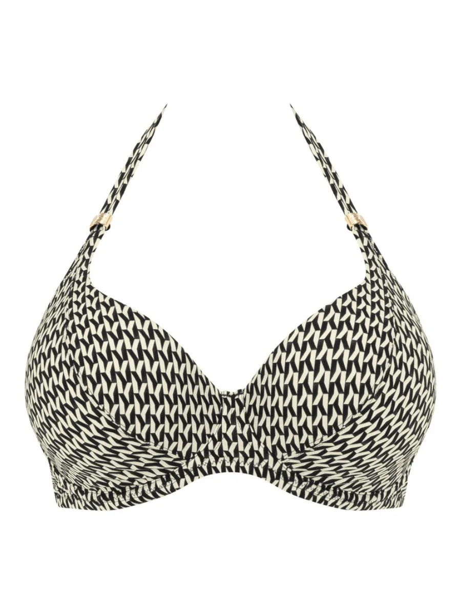 Koh Lipe Halter Bikini Top - Black & Cream