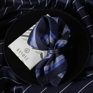 Kovove The Striped Grande Blue Pocket Square