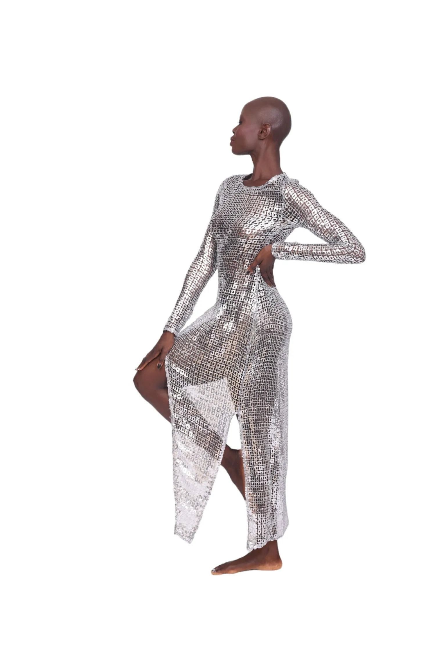 Night Out Sequin Maxi Dress - Silver