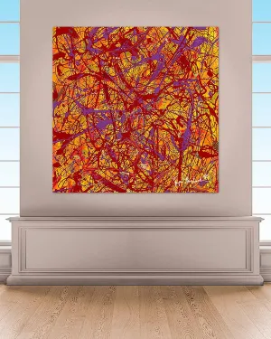 Orange Space  (Embellished-Hand Signed by the Artist)