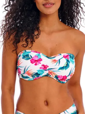 Palm Paradise Bandeau Bikini Top - White