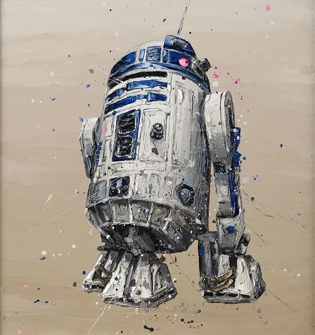 R2D2 Star Wars Hand Embellished Canvas by Paul Oz