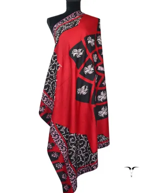 Red & Black Pashmina Shawl With Sozni Work 5401