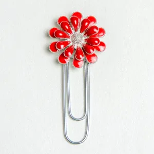 Red Enamel Flower Planner Clip - Bookmark