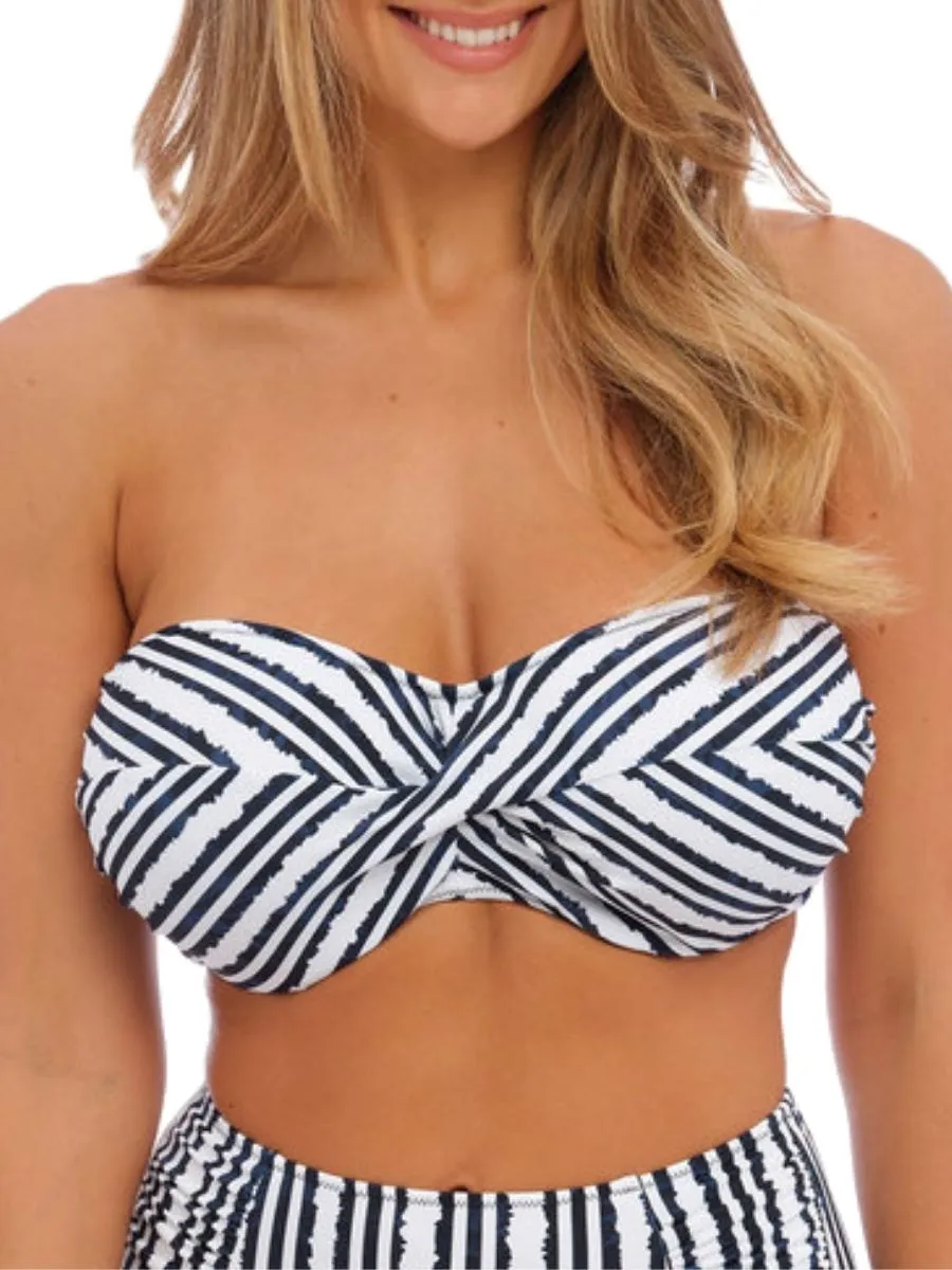 Sunshine Coast Twist Bandeau Bikini Top - French Navy