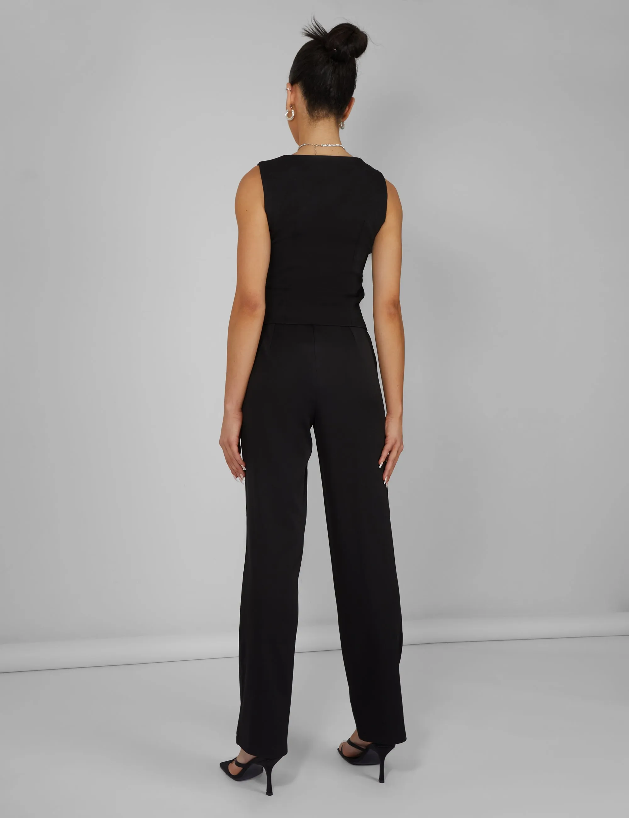 Tailored Extreme High Waisted Slim Leg Trousers Black