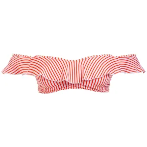 Totally Stripe Flame Red Bardot Bikini Top - Freya Swim