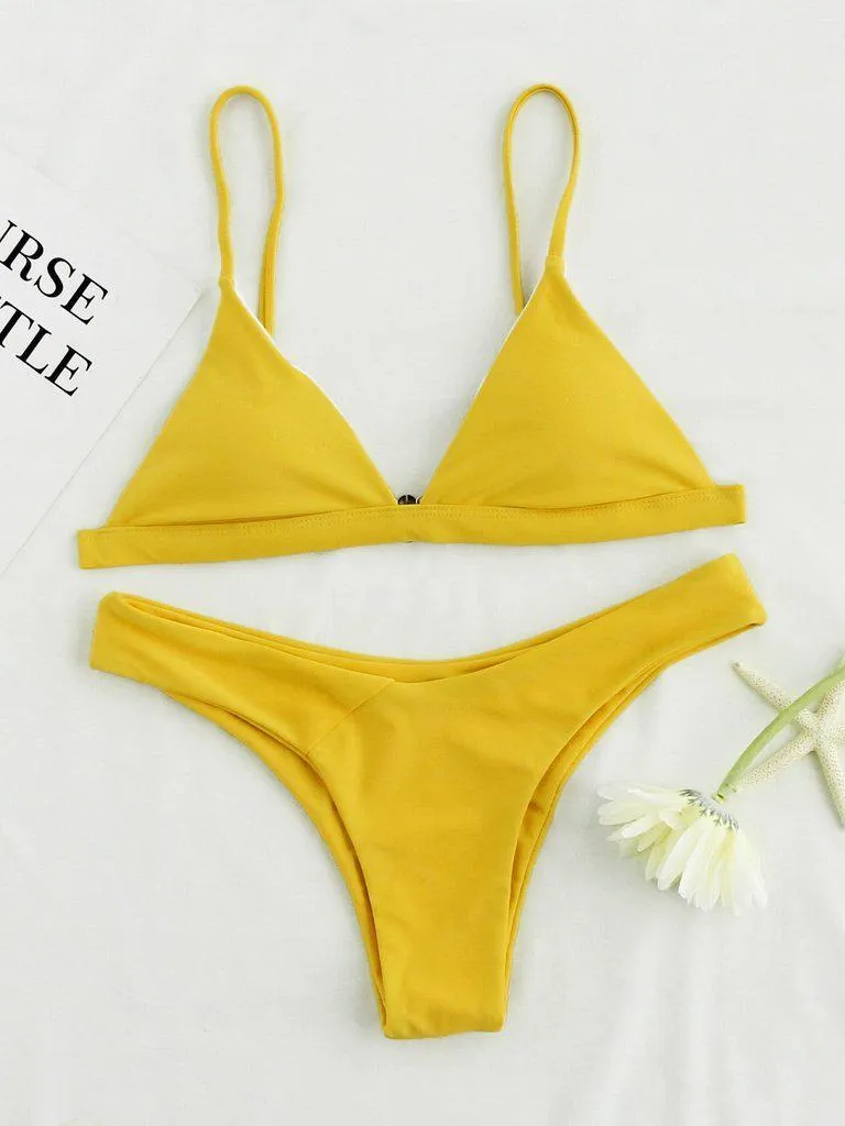 Triangle High Leg Bikini Set