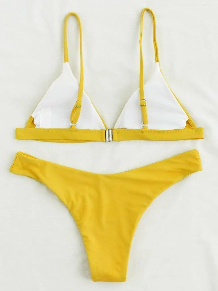 Triangle High Leg Bikini Set